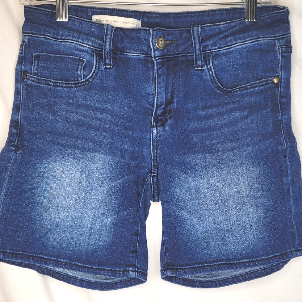 Pilcro and The Letterpress Denim Shorts Darker Blue Stretch Size 26/Medium Excel